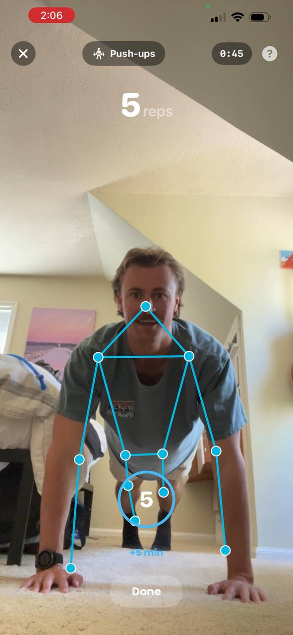 EarnScroll push-up tracking screen
